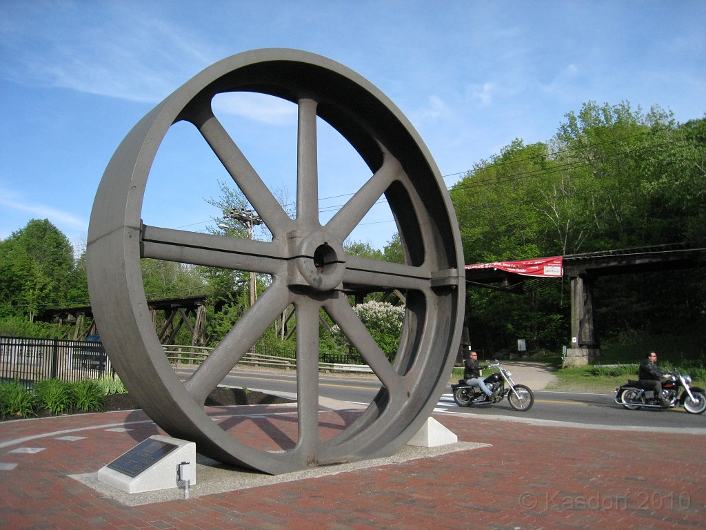 Tilton NH Rail Trail 2010 0030.jpg - A huge flywheel out of one of the old mills located on the nearby river.